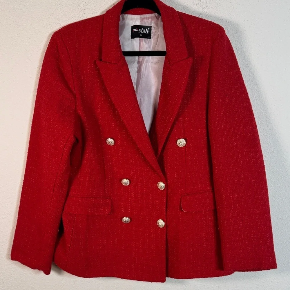 Women's Red Cotton Double-Breasted Blazer size 44-14